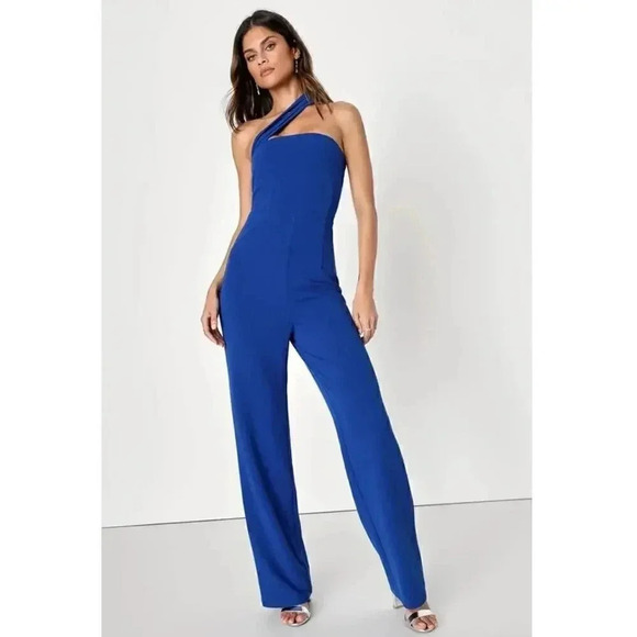 NWT | Lulus | Flaunt It Like That Royal Blue One Shoulder Jumpsuit - Picture 1 of 10